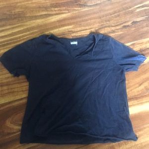 blue collar-cut crop top